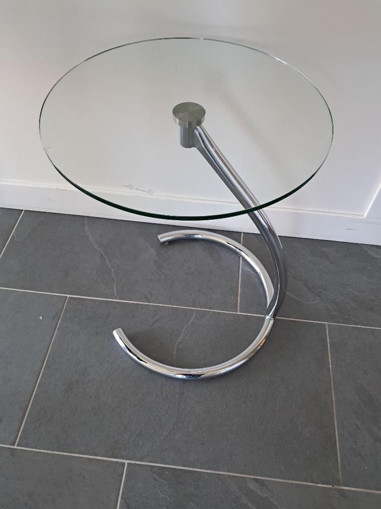 Glazen bijzettafel, Ophalen, 50 tot 100 cm, Rond, Glas