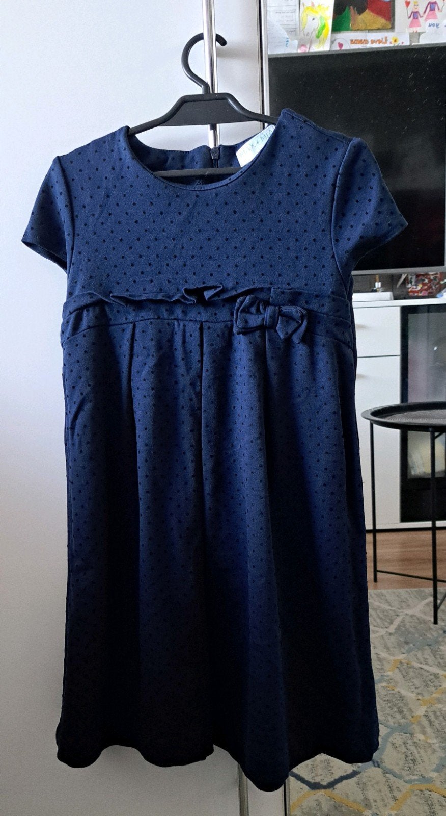 Marineblauwe jurk maat 128, Kinderen en Baby's, Kinderkleding | Maat 128, Meisje, Ophalen of Verzenden, Zo goed als nieuw, Jurk of Rok