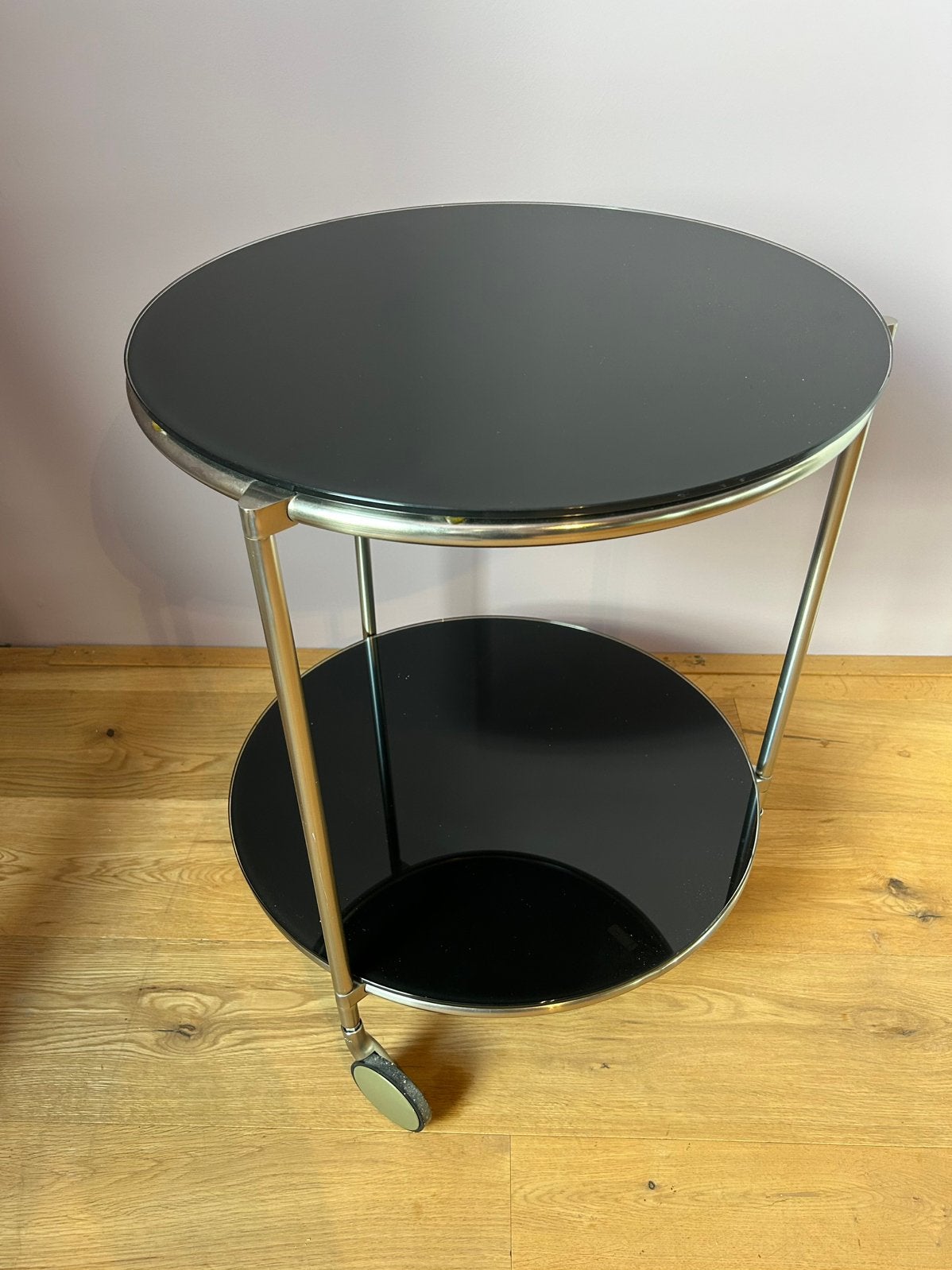 IKEA STRIND vintage bijzettafel / serveerwagen, Huis en Inrichting, Ophalen, Minder dan 55 cm, Rond, 60 cm of meer