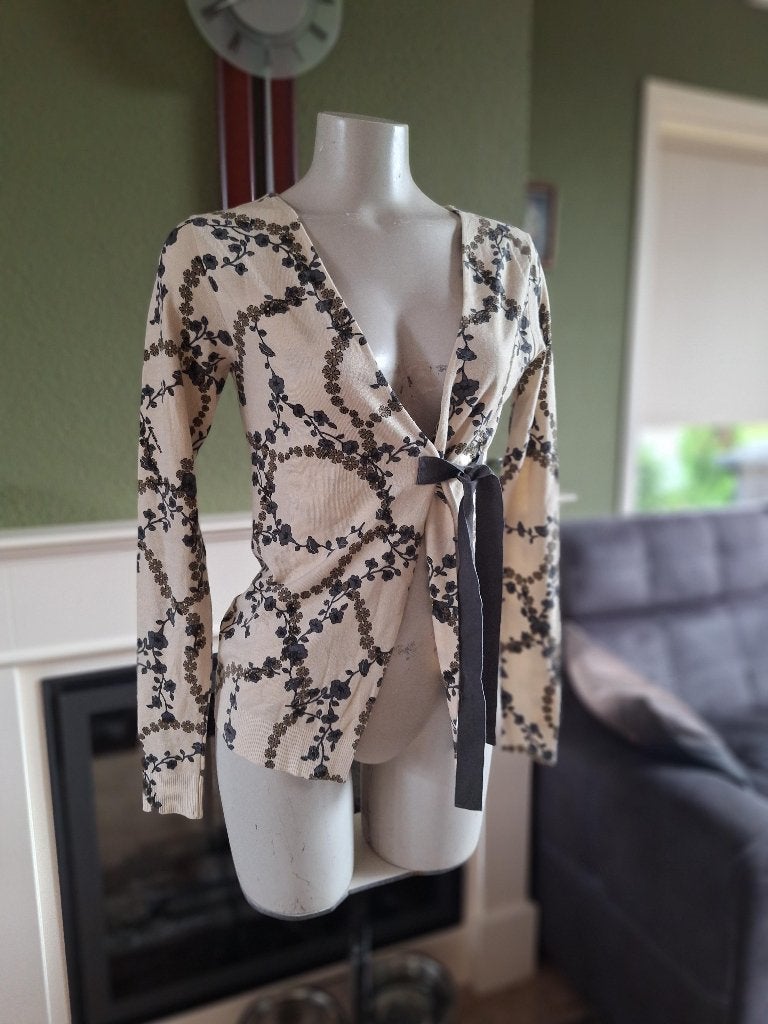 Twin Set Simona Barbieri wikkel vest crème s 36, Twinset, Verzenden, Zo goed als nieuw, Maat 36 (S)