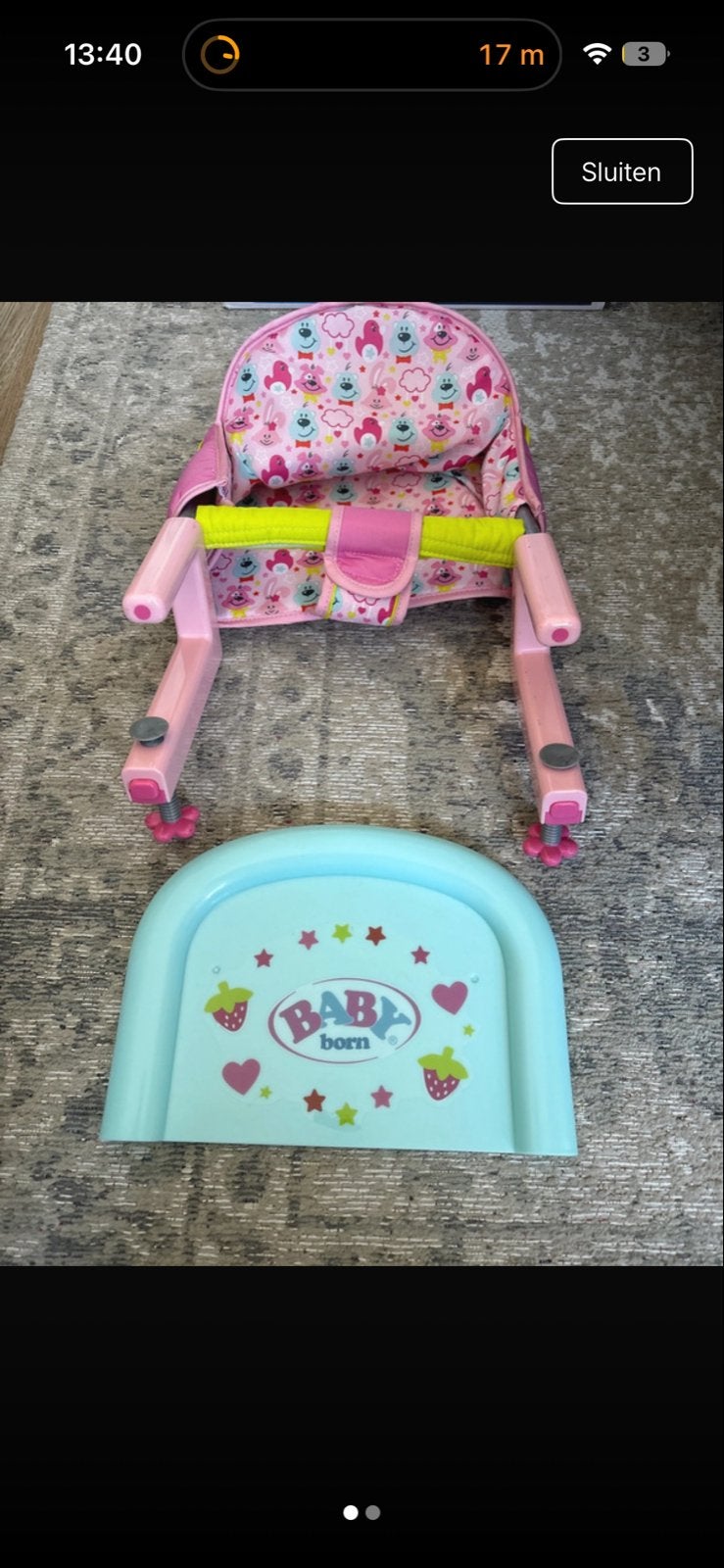 Baby Born poppenstoel om aan tafel te klemmen, Ophalen of Verzenden, Gebruikt, Babypop