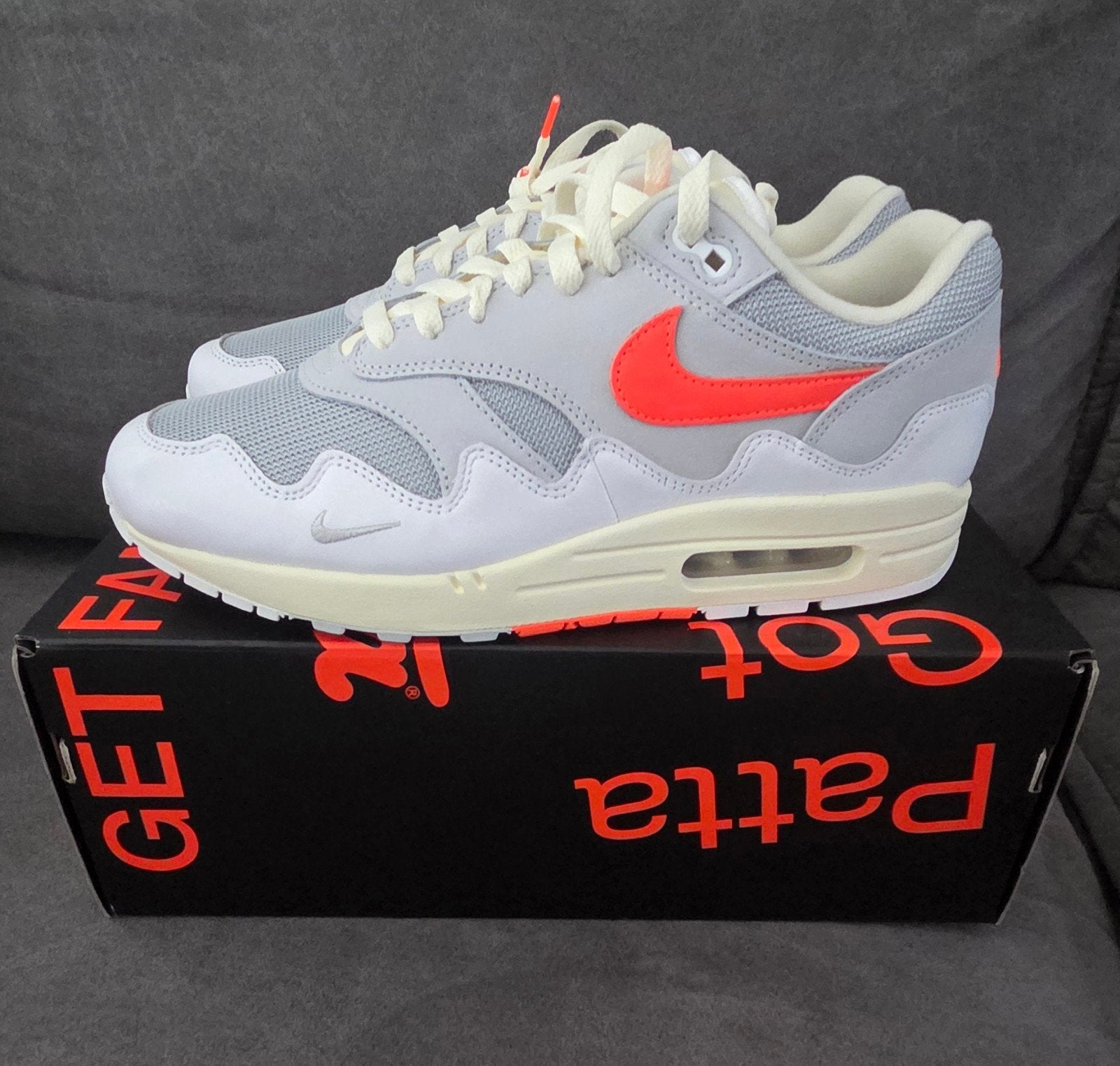 Nike Air Max 1 Patta Waves 'White Hyper Crimson 44, Overige kleuren, Nike, Nieuw, Ophalen of Verzenden