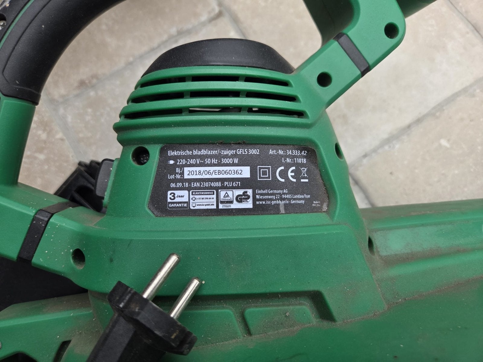 Elektrische bladblazer/zuiger Garden Feelings 3000W, Tuin en Terras, Ophalen, Gebruikt, Handgedragen, Met opvangzak