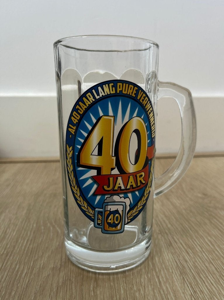 Bierpul 40 Jaar Verjaardag Glas, Verzenden, Zo goed als nieuw, Bierglas