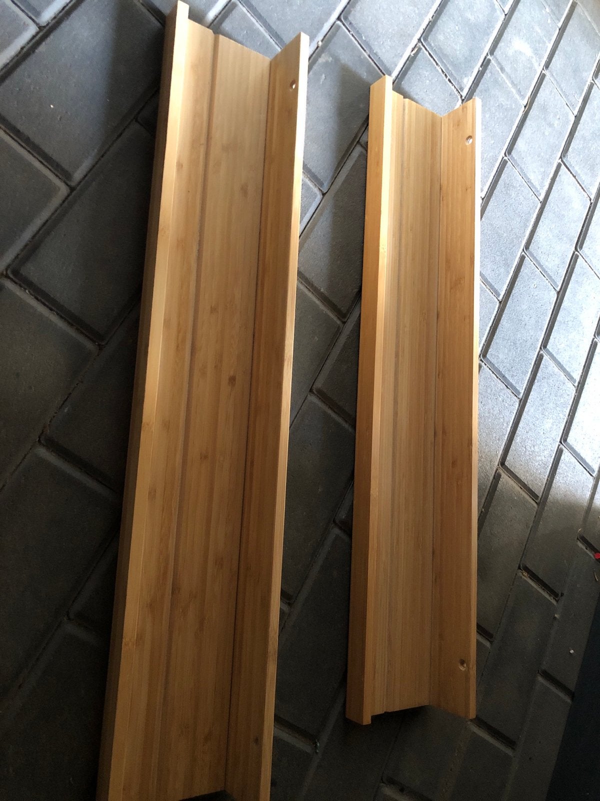 Twee bamboe planken voor wandrek of kast, Ophalen of Verzenden, Gebruikt