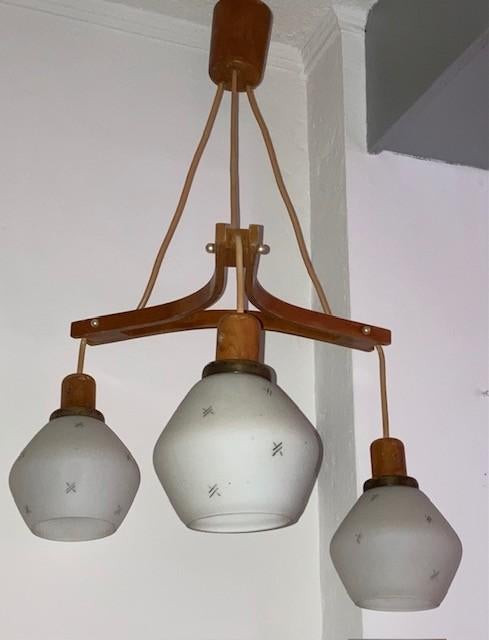 Vintage 3-lichts hanglamp, Antiek en Kunst, Antiek | Lampen, Ophalen of Verzenden