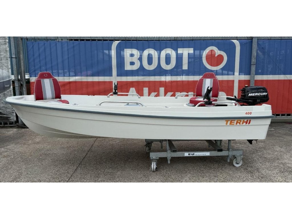 Terhi 400 mercury 4 pk bj 2018, Watersport en Boten, Vis- en Consoleboten, Gebruikt, 4 m, Tot 10 pk, 2 m