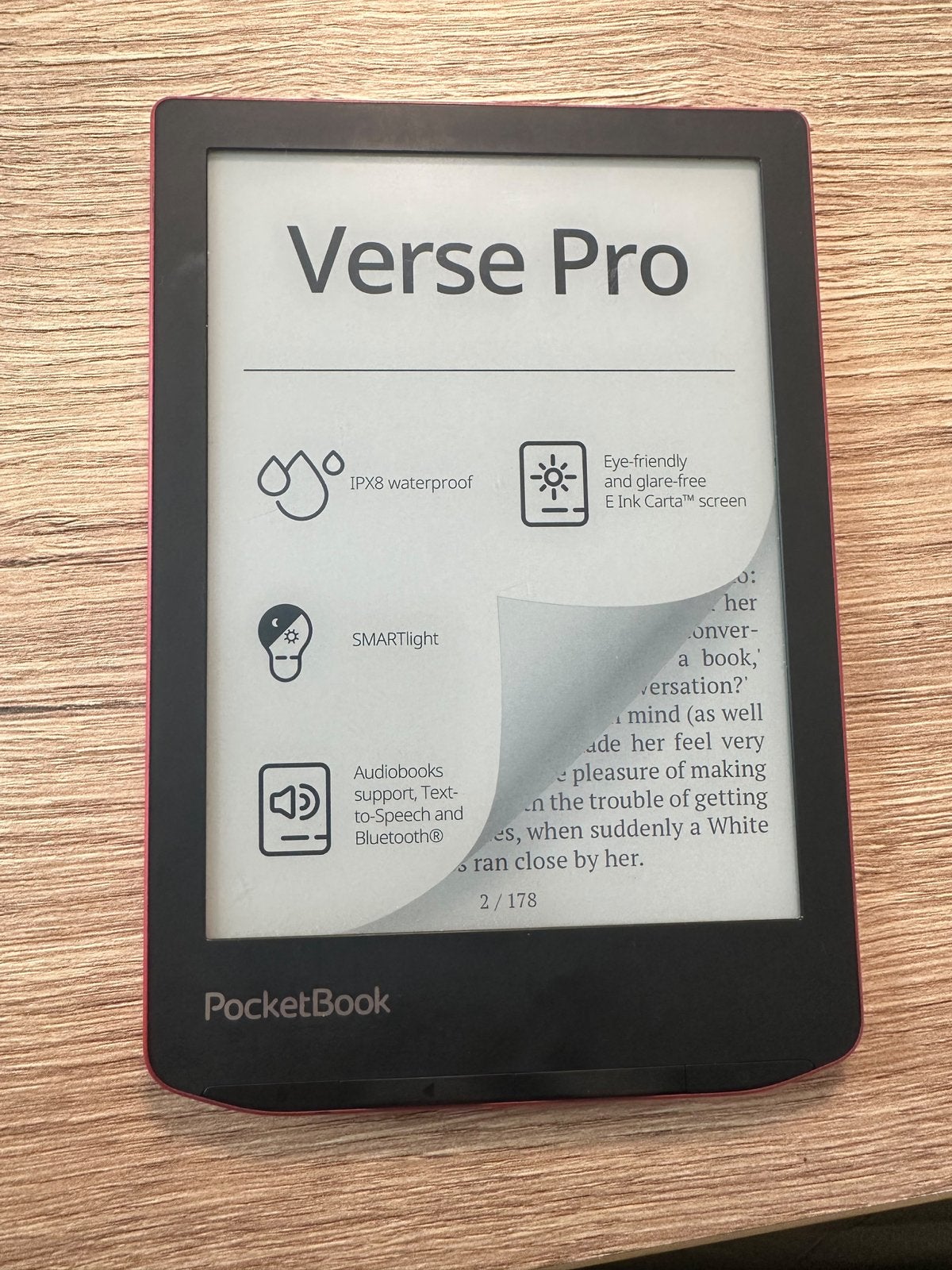 Pocketbook Verse Pro E-reader - Rood, Computers en Software, Bluetooth, 6 inch of minder, Ophalen of Verzenden, Zo goed als nieuw
