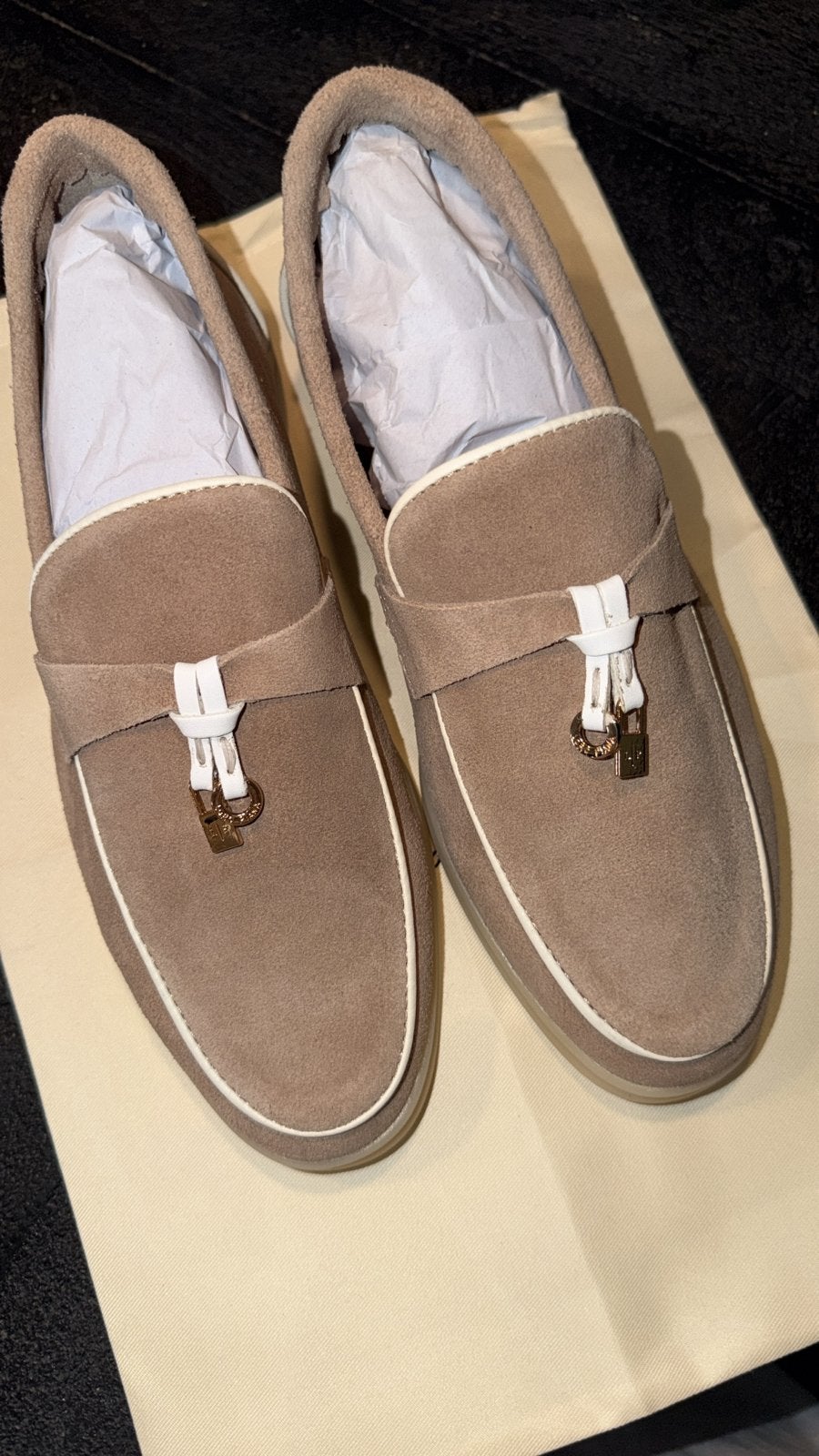 Loro piana loafers beige met wit, Overige kleuren, Instappers, Nieuw, Ophalen of Verzenden