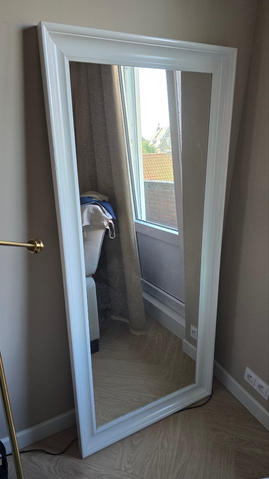 IKEA HEMNES spiegel, wit, 74x165 cm, Ophalen, Zo goed als nieuw, Rechthoekig, Minder dan 100 cm