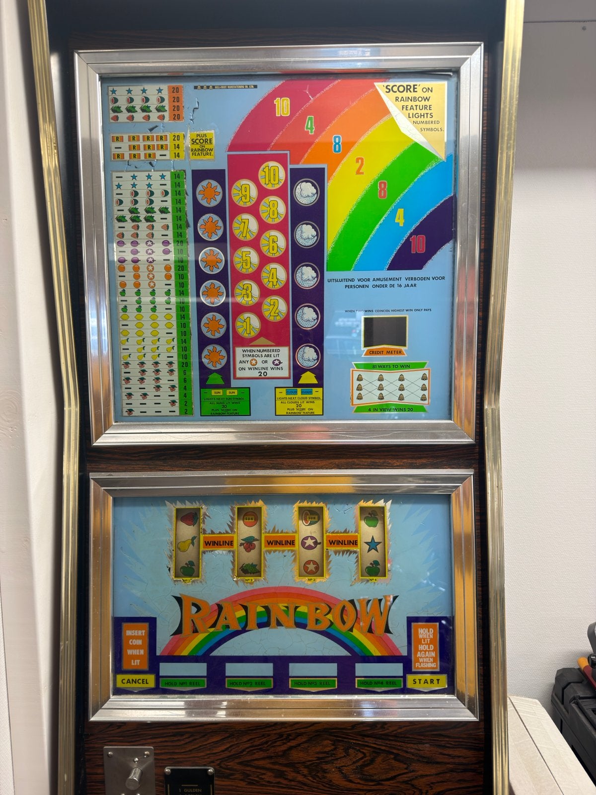 Vintage Rainbow gokkast - Werkend en compleet, Verzamelen, Automaten | Gokkasten en Fruitautomaten, Gulden, Ophalen, Gebruikt