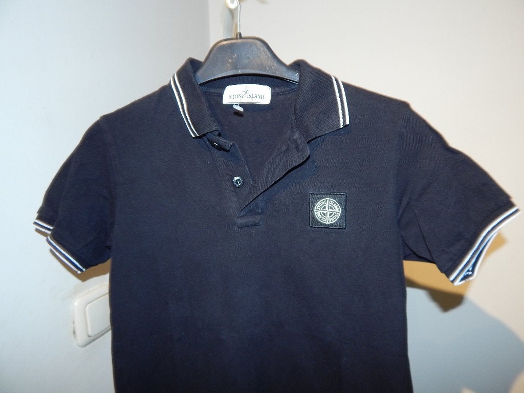 Stone Island zwarte polo witte accenten embleem 10Y/140, Verzenden, Gebruikt, Maat 140