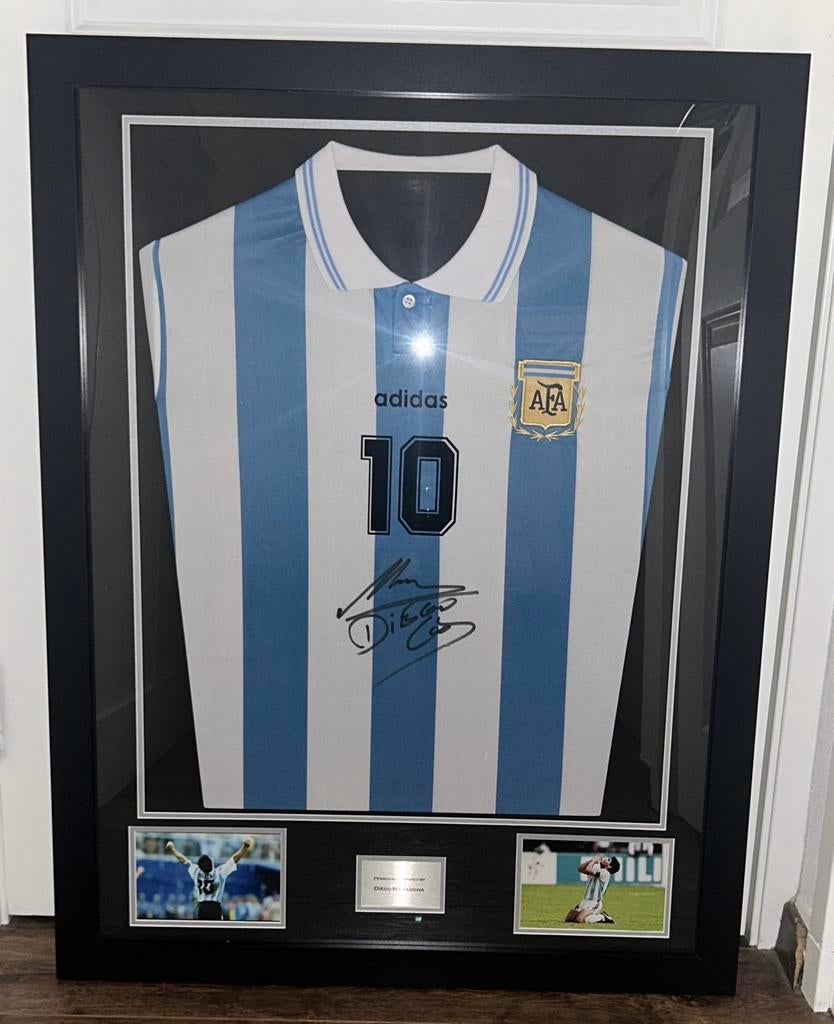 Gesigneerd Maradona Argentinie COA, Maat XL, Ophalen of Verzenden, Zo goed als nieuw, Shirt