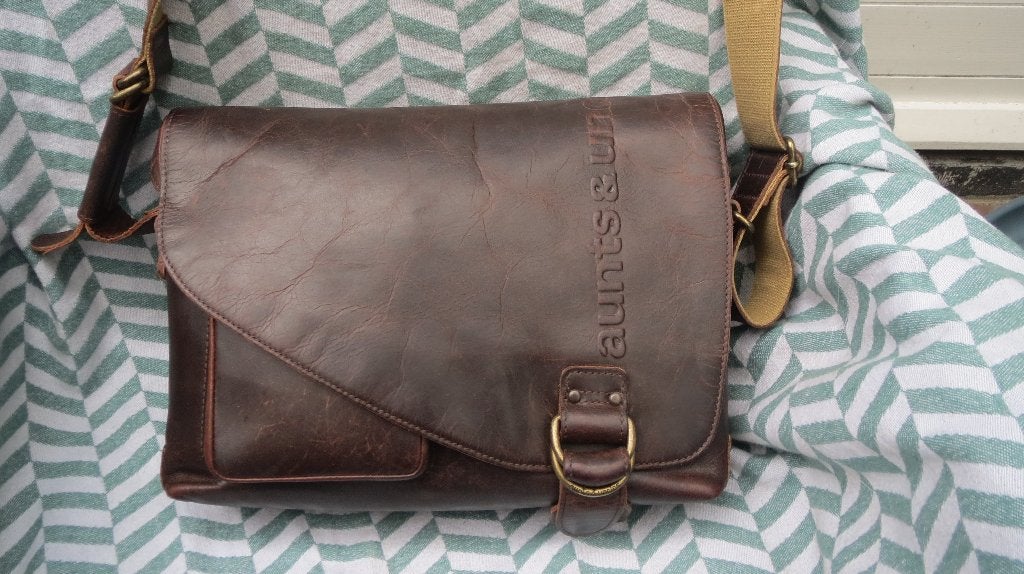 Aunts & Uncles leren heren tas, hunter 31x24x9cm, Verzenden, Gebruikt, Bruin, Overige typen
