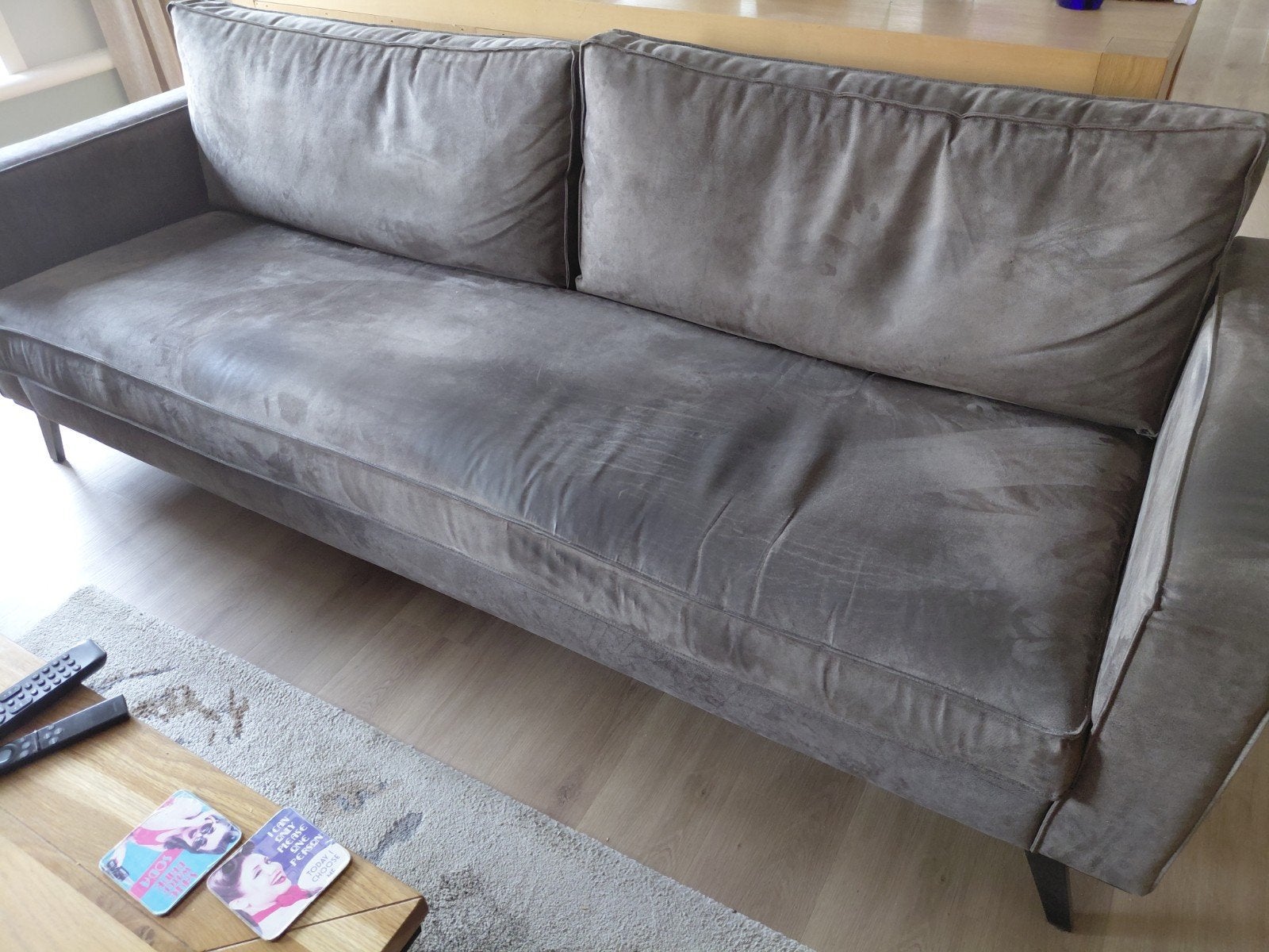Mooie leren 3-zitsbank 230 cm breed, Huis en Inrichting, Ophalen, Gebruikt, Driepersoons, Rechte bank