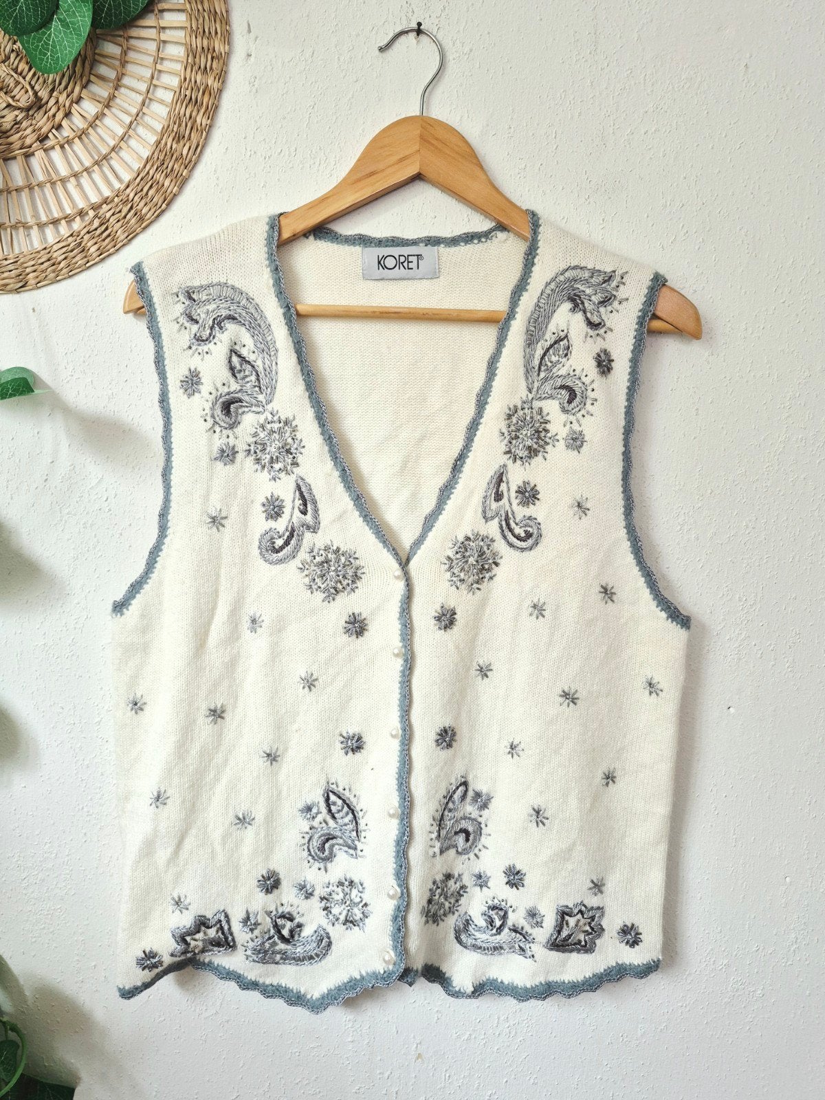Vintage dreamy vestje met parelknopen en kraaltjes M/L, Maat 42/44 (L), Ophalen of Verzenden, Zo goed als nieuw, Vintage