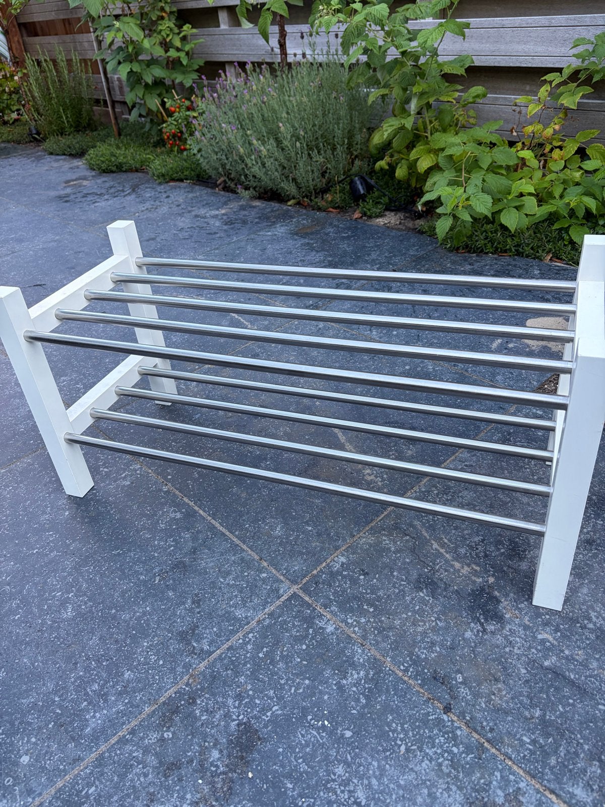 2x Ikea wit schoenenrek met metalen stangen, Ophalen, Gebruikt