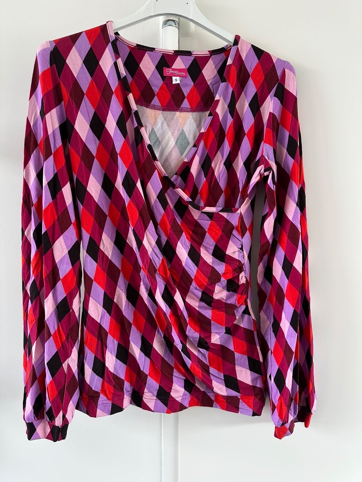 Tante Betsy overslagshirt met ruitpatroon - Maat S, Kleding | Dames, Meerkleurig, Ophalen of Verzenden, Zo goed als nieuw, Lange mouw