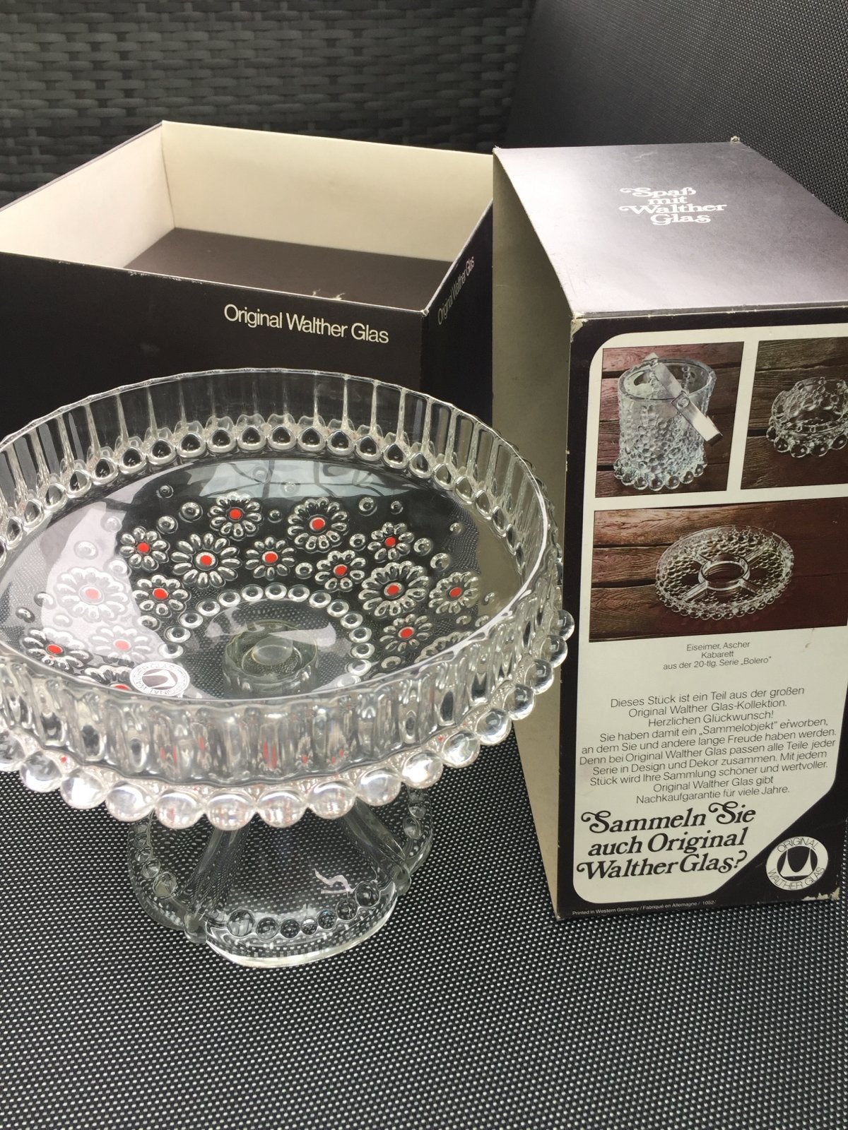 Vintage Walther Glas Taartplateau/Fruitschaal - Nieuwstaat, Antiek en Kunst, Antiek | Glas en Kristal, Ophalen of Verzenden