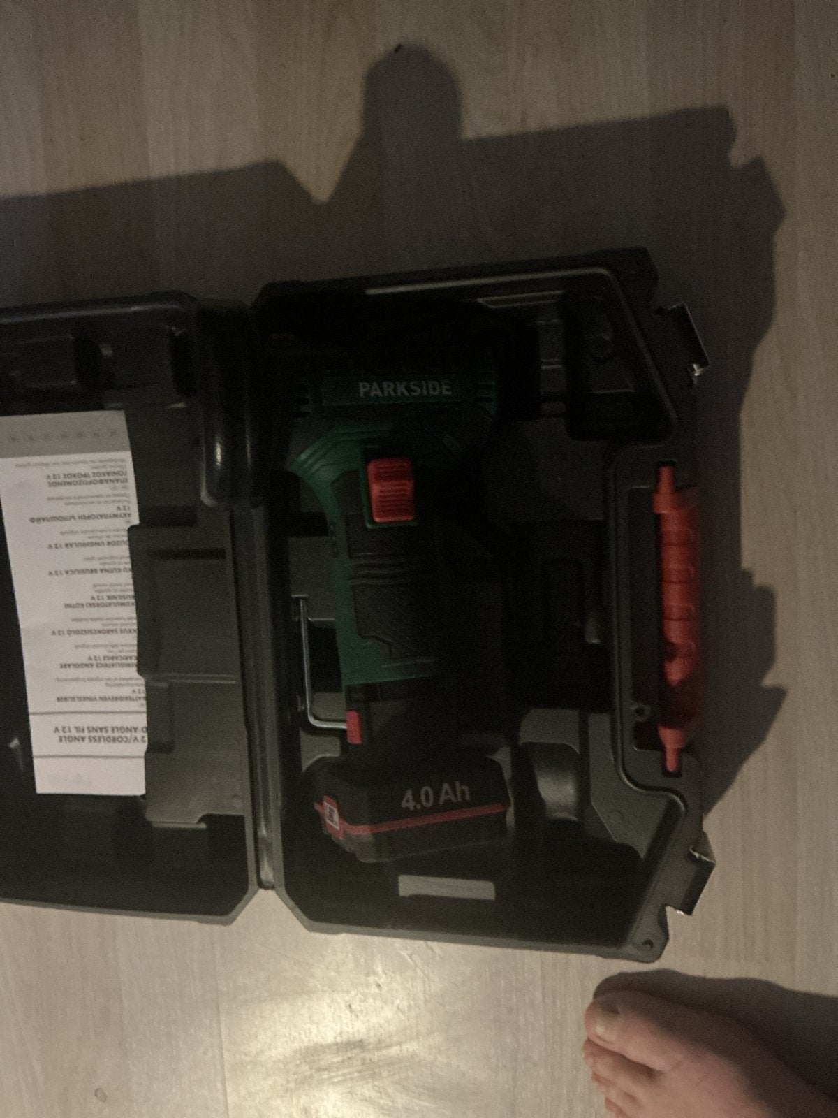 Parkside 12V Accu Haakse Slijpmachine 4.0 Ah, Ophalen of Verzenden, Gebruikt, Minder dan 700 watt, Haakse handslijpmachine