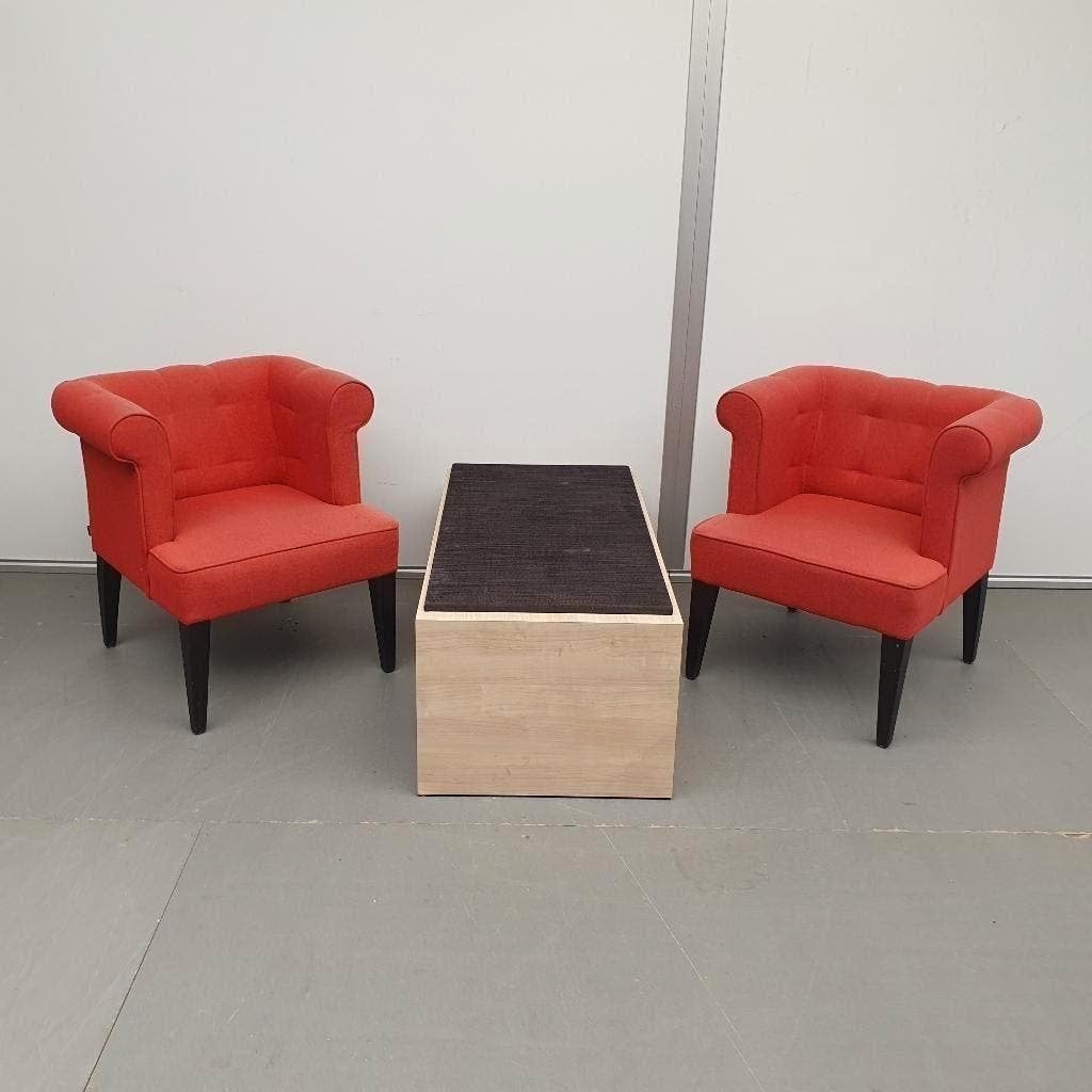 Set fauteuils rode stoffering + tafel stoelen, Ophalen, Gebruikt, 75 tot 100 cm, Stof