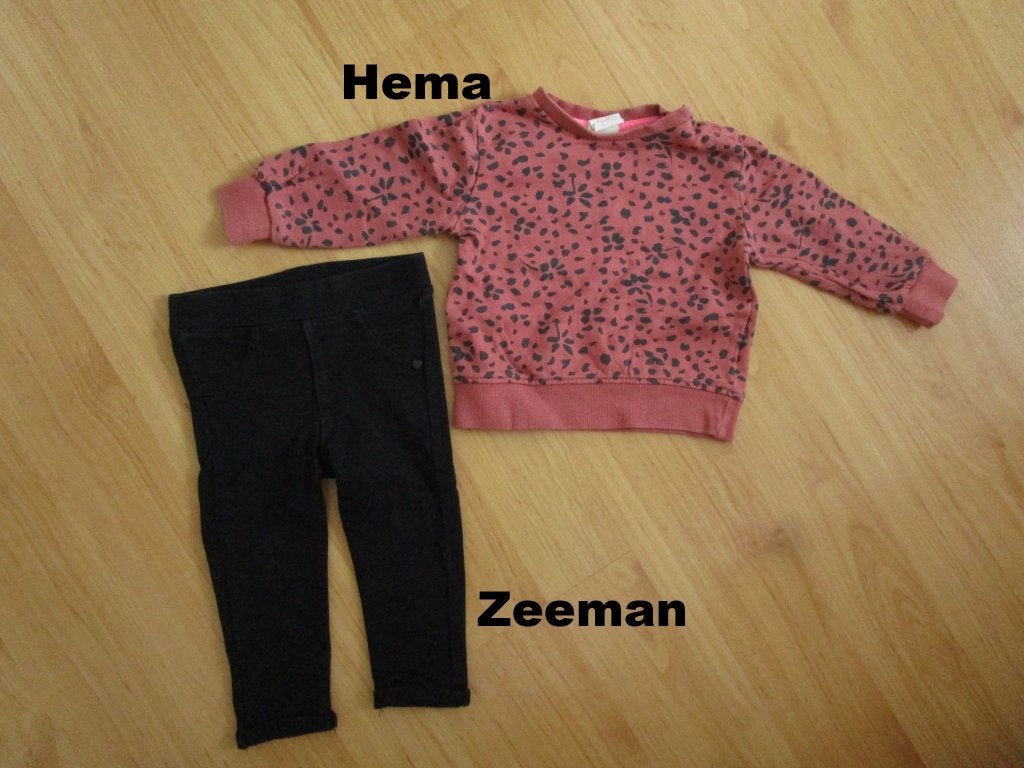 Hema + Zeeman setje maat 68 - broekje + truitje, Kinderen en Baby's, Babykleding | Maat 68, Meisje, Ophalen of Verzenden, Zo goed als nieuw