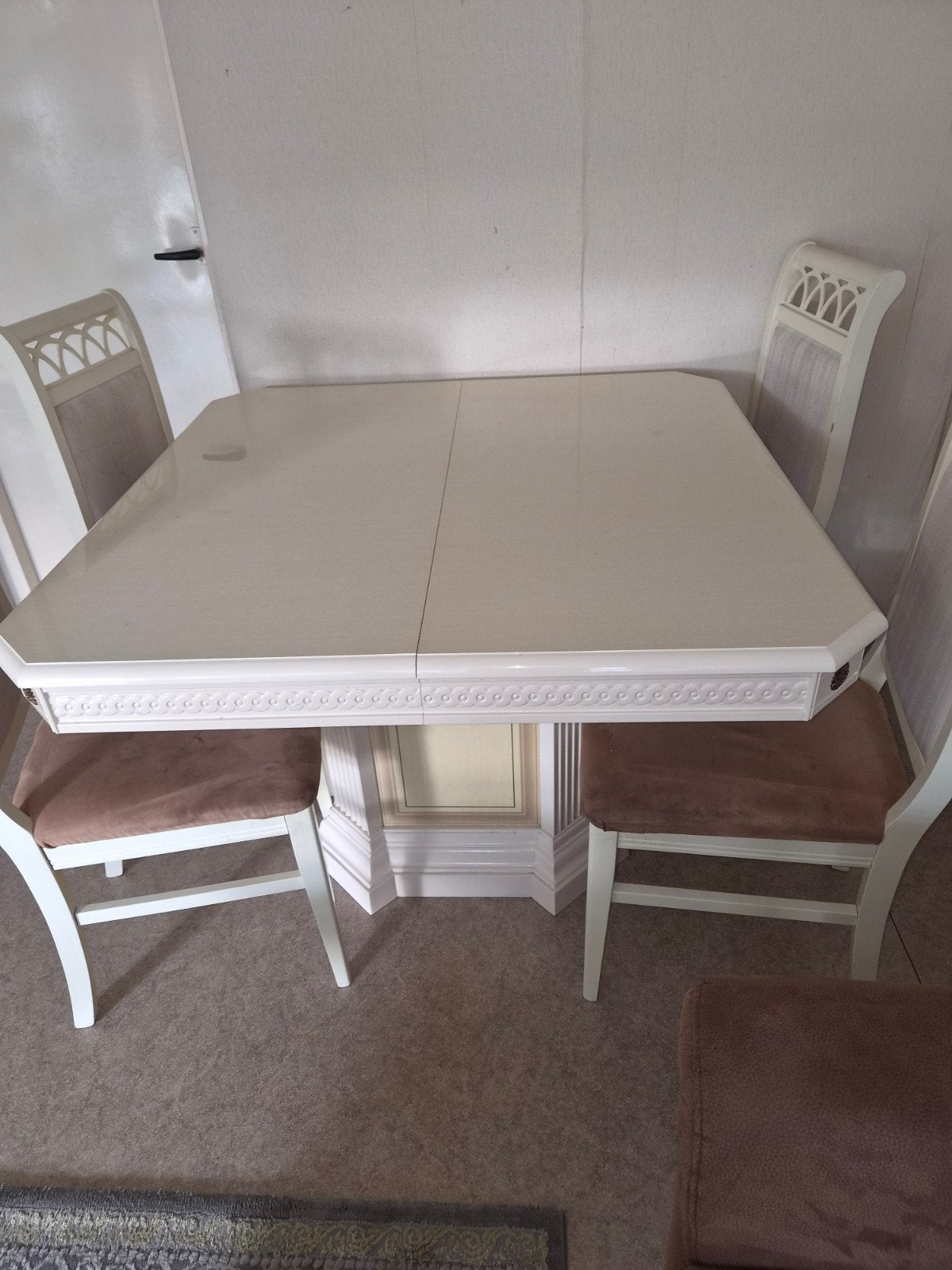 eetkamer set met vier stoelen, Ophalen, Gebruikt, 4 tot 6 stoelen