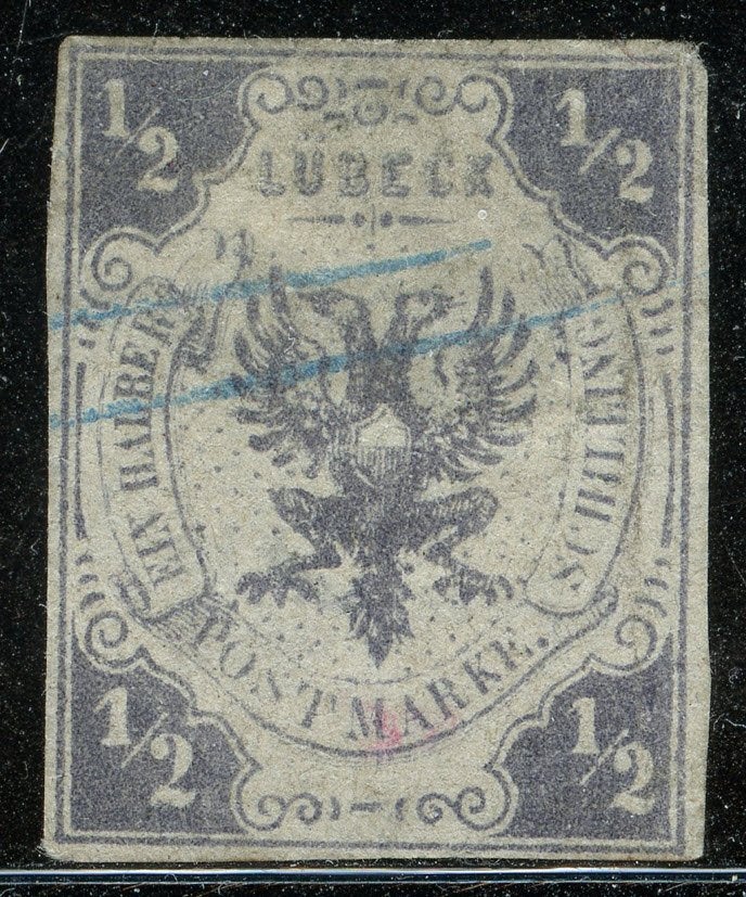 Duitse Staaten - Lubeck 1 gestempeld gekeurd Richter, Kohler, Postzegels en Munten, Ophalen of Verzenden, Overige periodes, Gestempeld