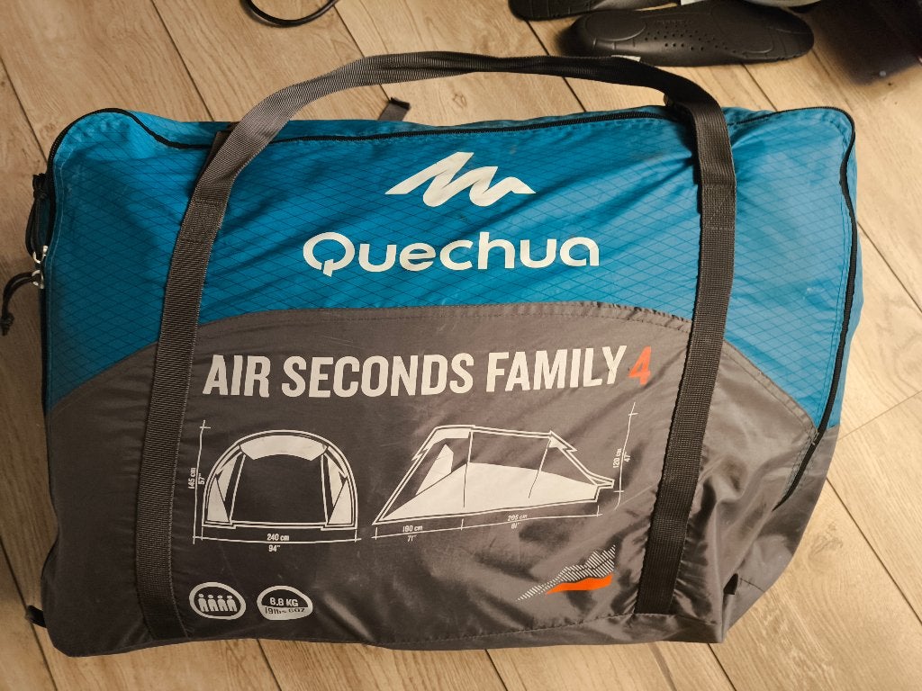 Quechua Air Seconds Family 4 Tent - 4-persoons opblaasbaar, Caravans en Kamperen, Ophalen, Gebruikt, Tot en met 4