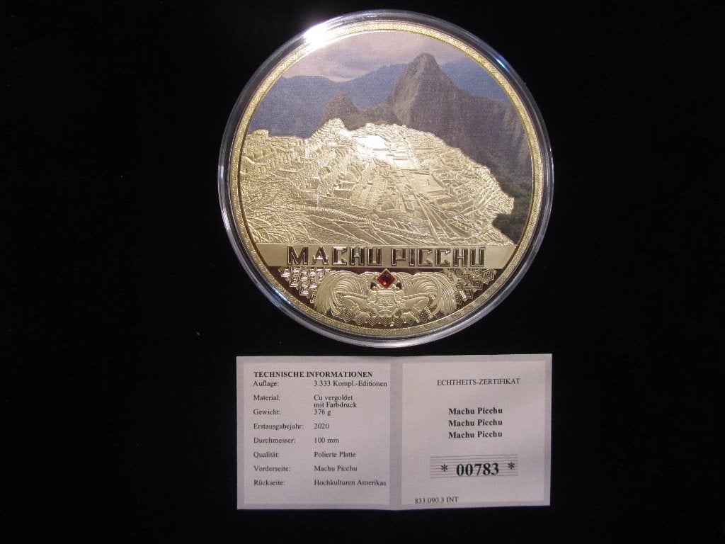 100 mm penning Machu Picchu, Postzegels en Munten, Ophalen of Verzenden, Overige materialen