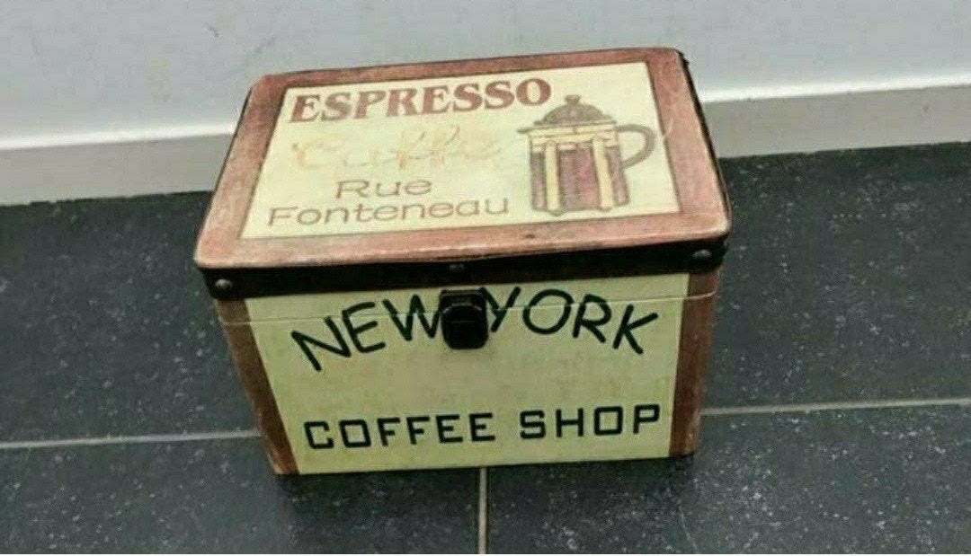Kist,Koffie,Espresso,Vintage,opbergdoos,Retro,Rustiek, Ophalen of Verzenden