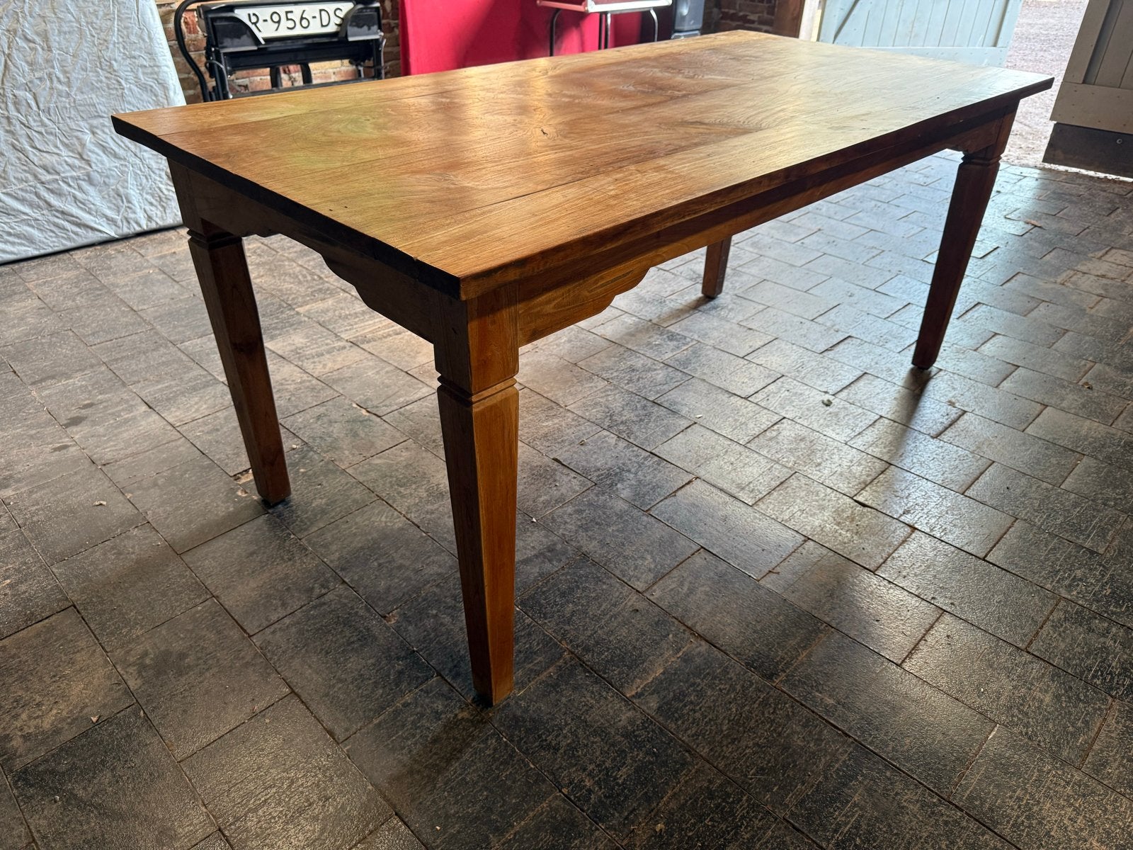 Massieve teakhouten eettafel 180x90cm, Ophalen, Gebruikt