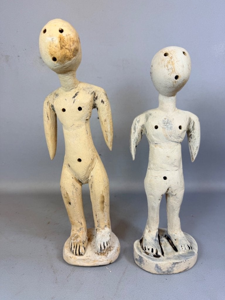260952 - 2 Old Afrikaans Rare Prampram sculptures - Ghana, Ophalen of Verzenden