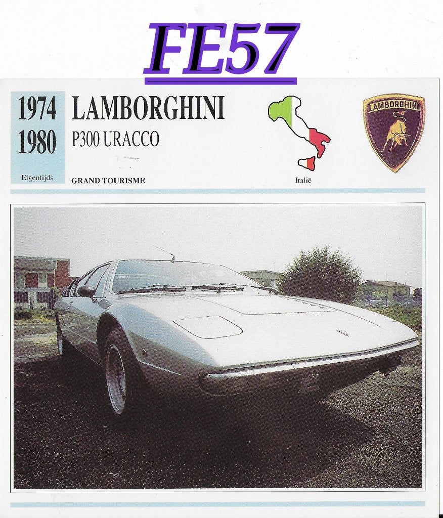 Fe57 autokaart lamborghini p300 uracco ( 1974 - 1980), Ophalen of Verzenden, Zo goed als nieuw, Auto's