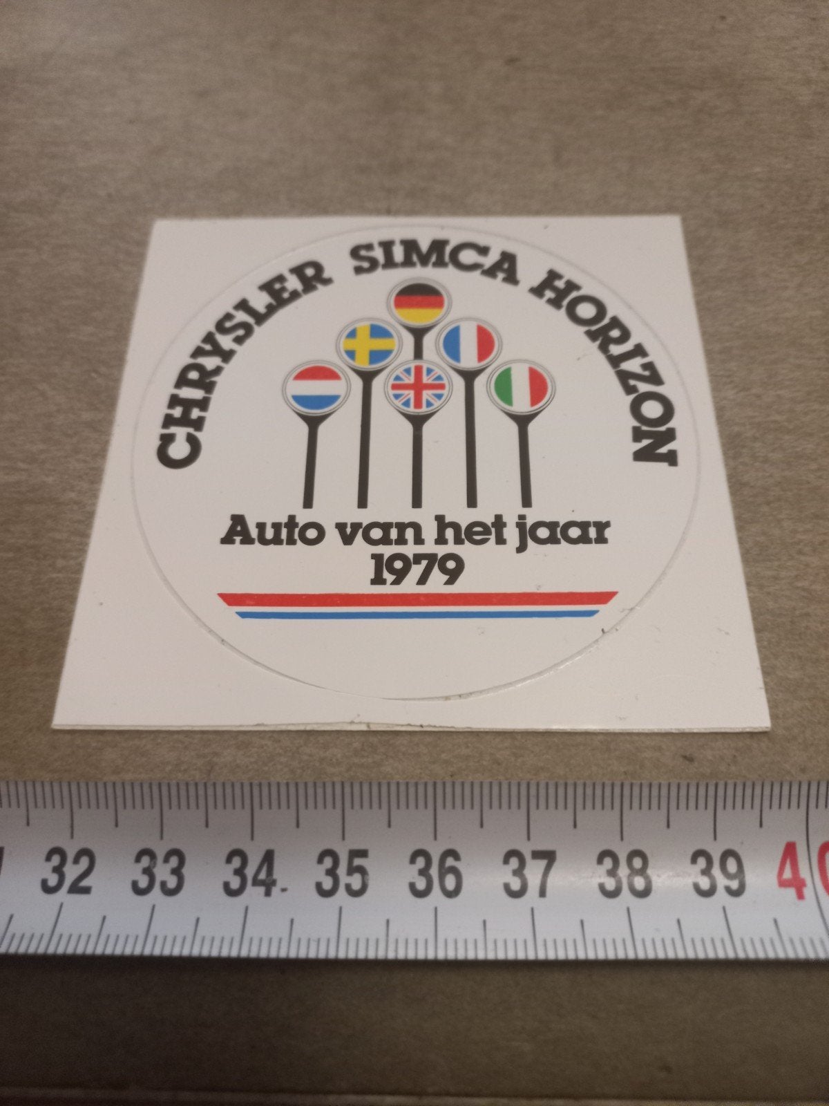 Chrysler Simca Horizon Auto van het jaar 1979 sticker, Ophalen of Verzenden