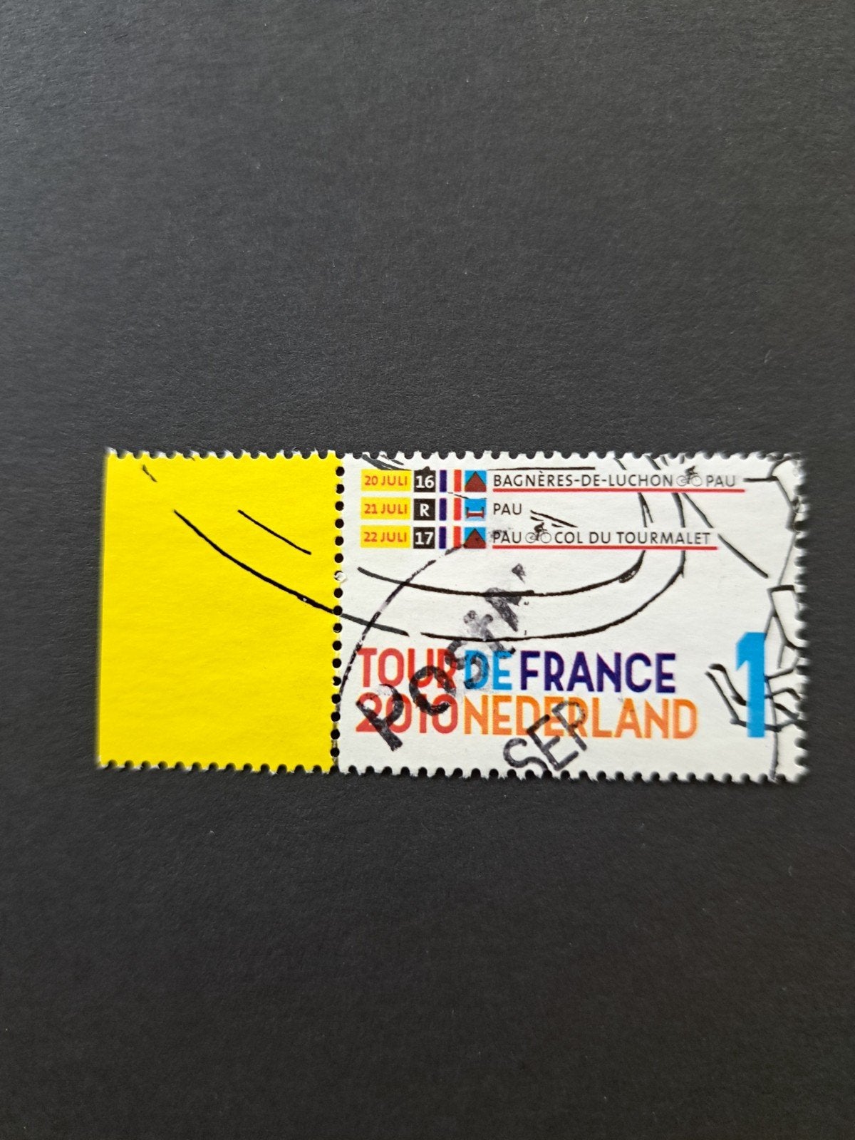 Nederland 2010 tour de france met tab, Ophalen of Verzenden, Gestempeld