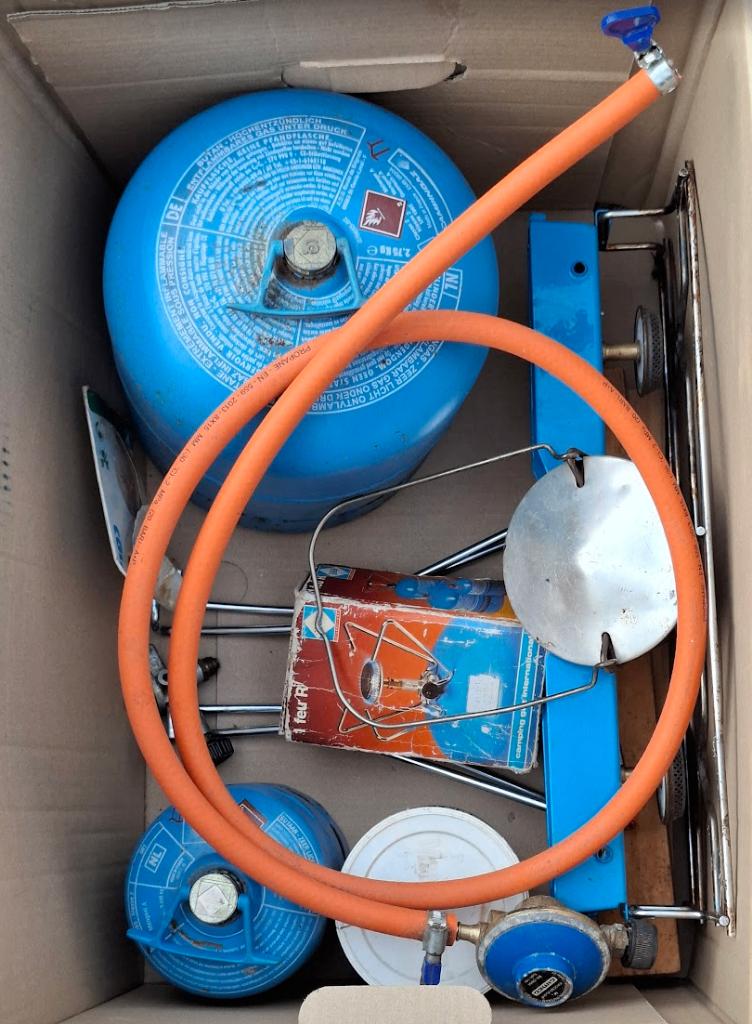 Campingaz flessen branders en gaslamp te koop, Ophalen, Gebruikt