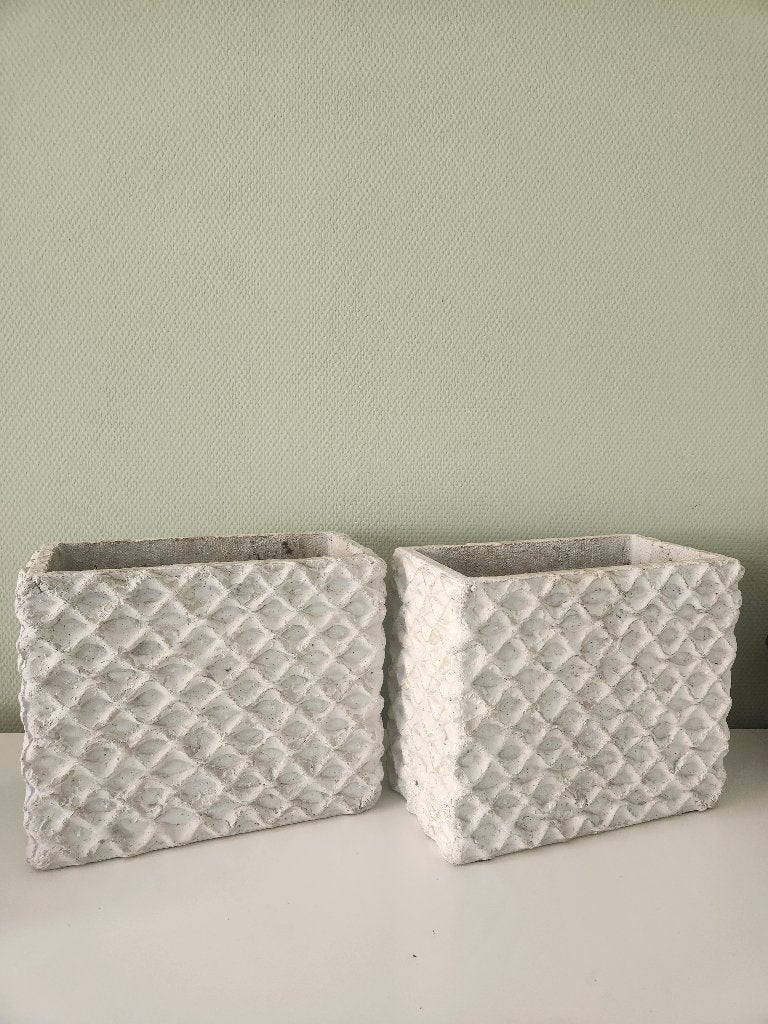 2x Zware bloempot, Tuin en Terras, Steen, Gebruikt, Binnen, Minder dan 40 cm