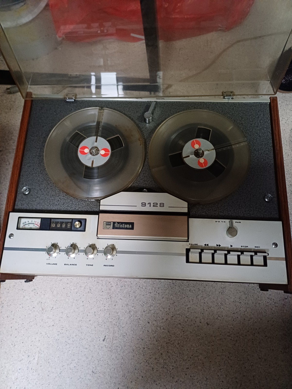 Aristona 9128 Bandrecorder met stofkap en banden, Ophalen, Bandrecorder, Met banden