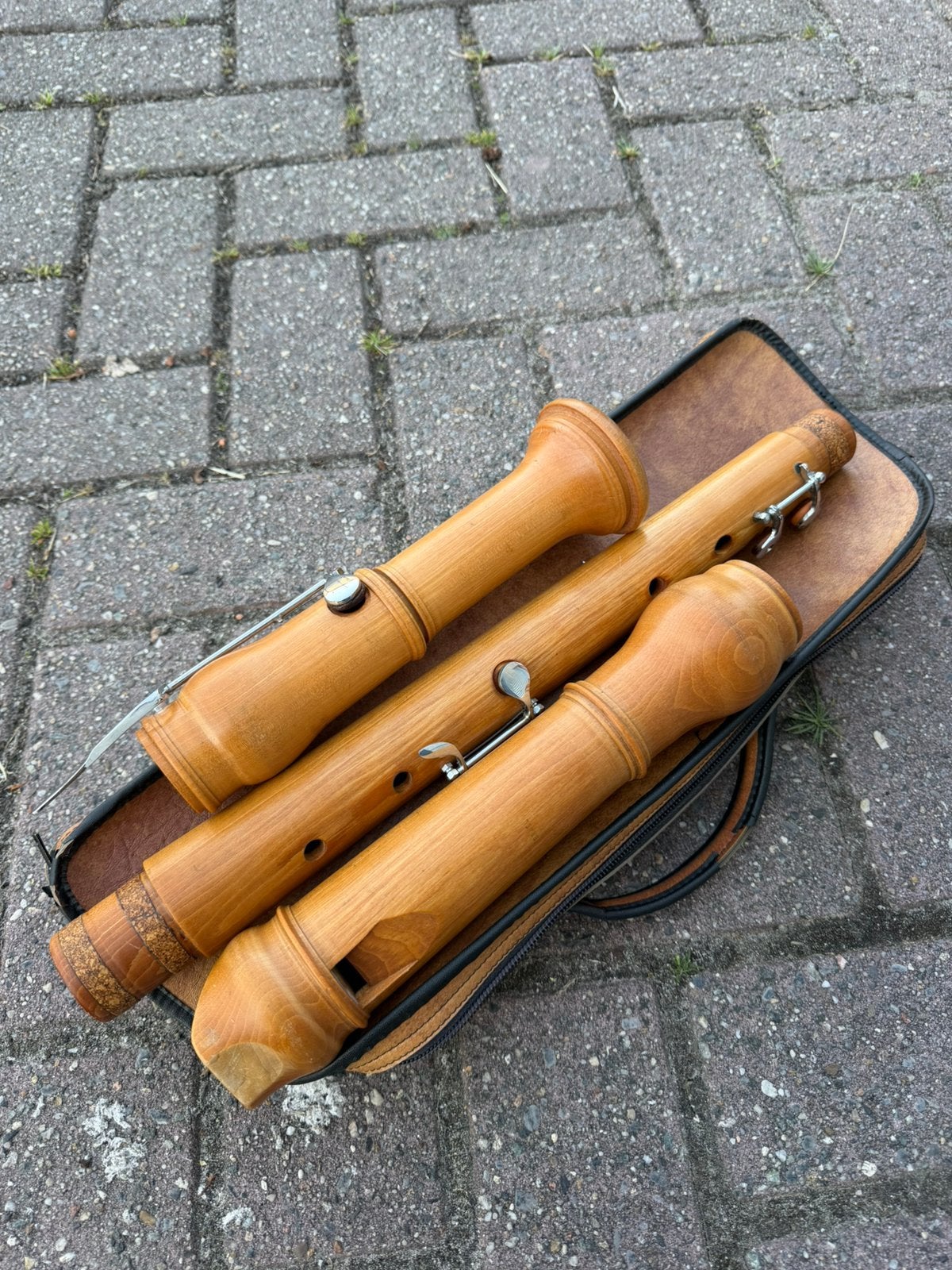 Houten blokfluit met koffer - Ariel, Ophalen of Verzenden, Gebruikt, Overige typen, Met koffer, hoes of etui
