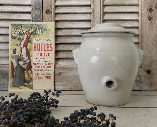 Digoin Sarreguemines grès pot vinaigre olijfolie pot grijs, Ophalen of Verzenden