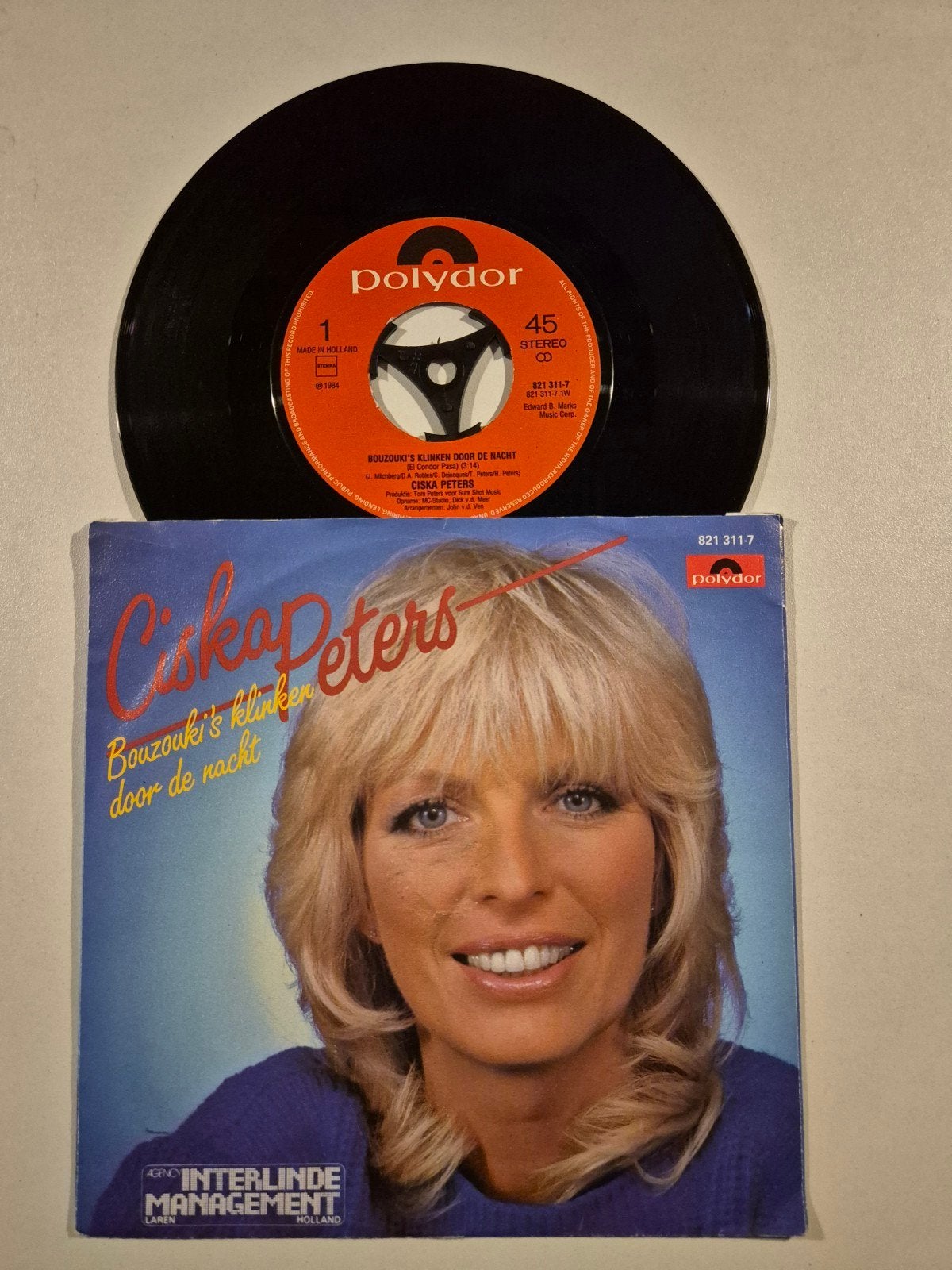 Ciska Peters-Bouzouki's klinken door de nacht, Ophalen of Verzenden, Zo goed als nieuw, 7 inch, Levenslied of Smartlap