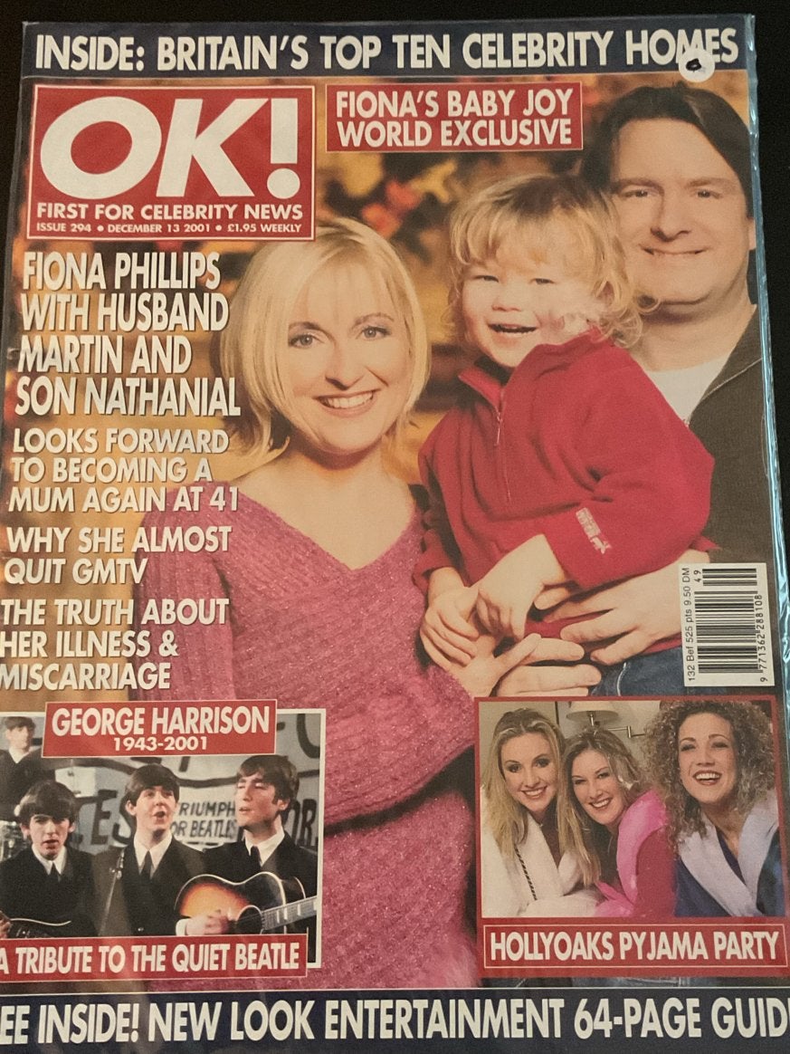 OK! Magazine - Fiona Phillips, George Harrison, Hollyoaks, Ophalen of Verzenden, Gelezen, Gossip of Showbizz