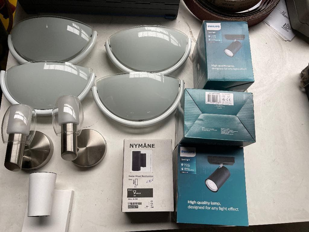 Ikea Nymane spotlight nieuw, witte spot, 2 rvs wandlampen, Ophalen of Verzenden, Gebruikt