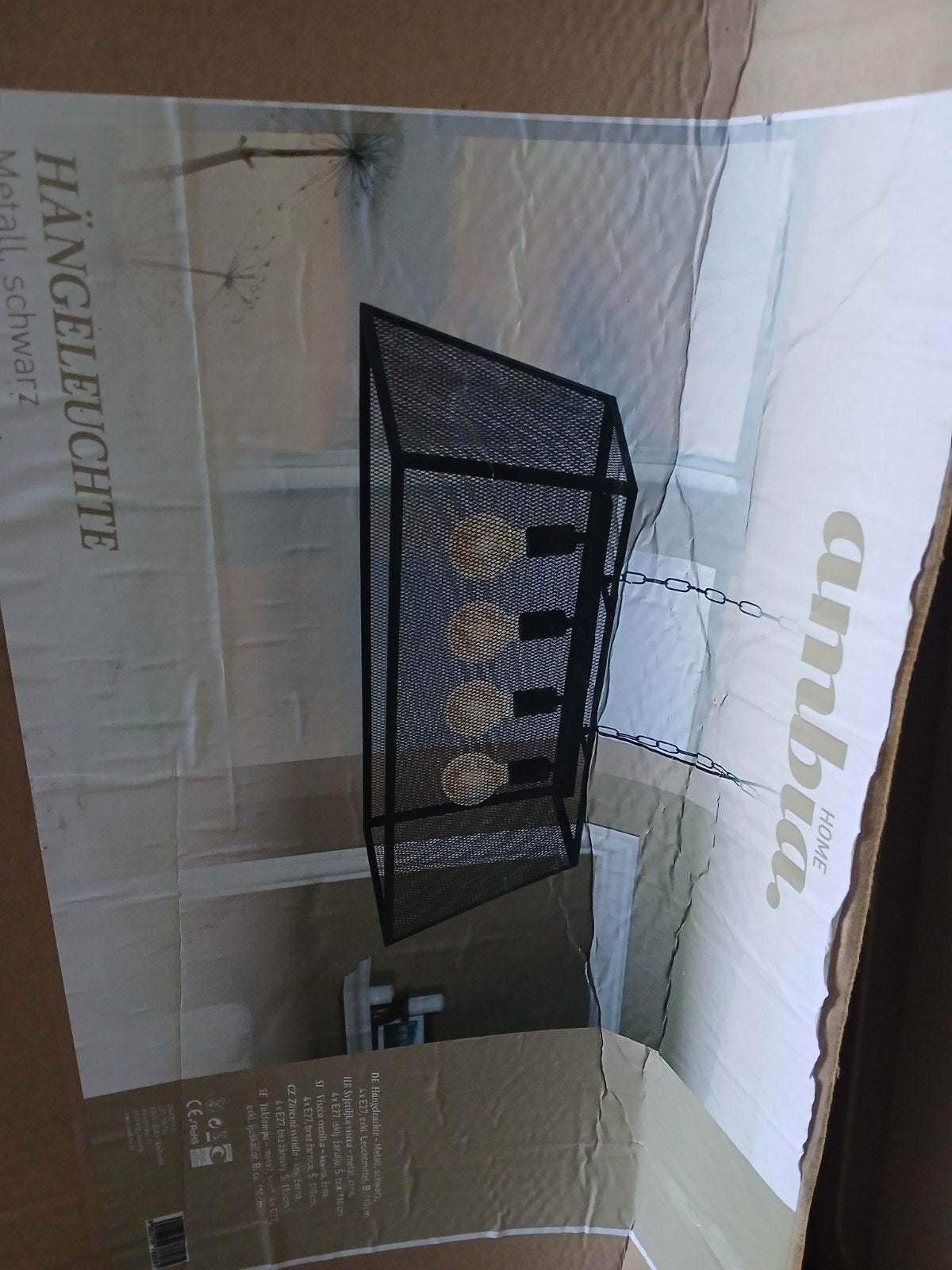 Ambia Home Zwarte Metalen Hanglamp - Nieuw in Doos, Modern, Industrieel, Nieuw, Metaal, E27 (groot)
