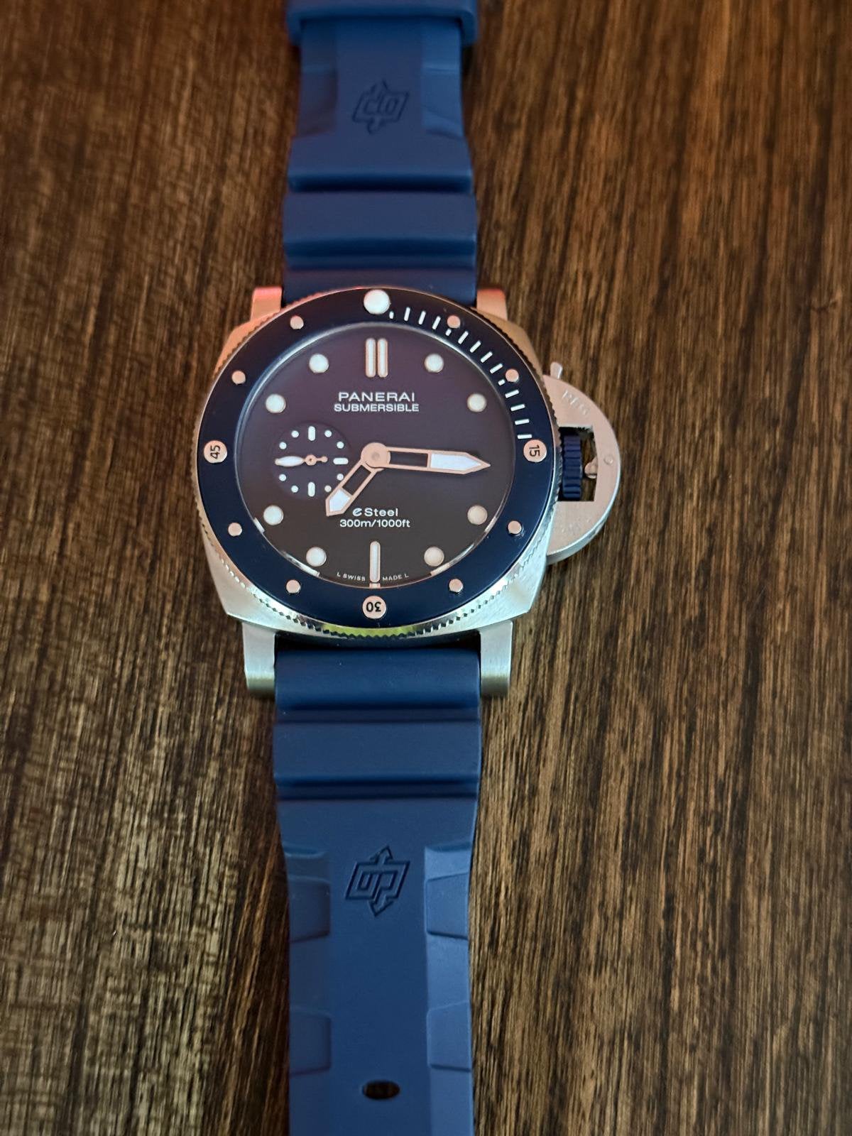 Panerai Submersible blu profondo, Sieraden, Tassen en Uiterlijk, Horloges | Heren, Ophalen of Verzenden, Nieuw, Leer, Overige merken