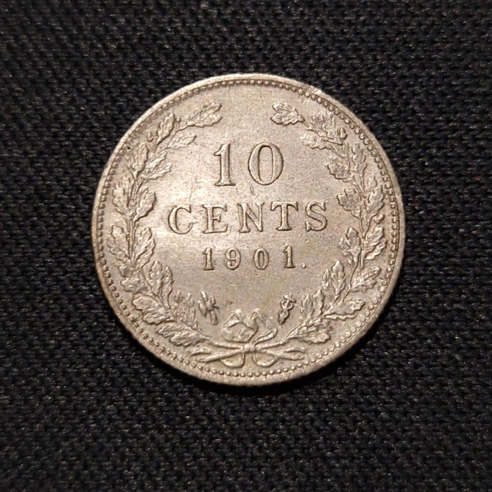 10 cent 1901, Postzegels en Munten, Verzenden, Zilver, 10 cent, Koningin Wilhelmina