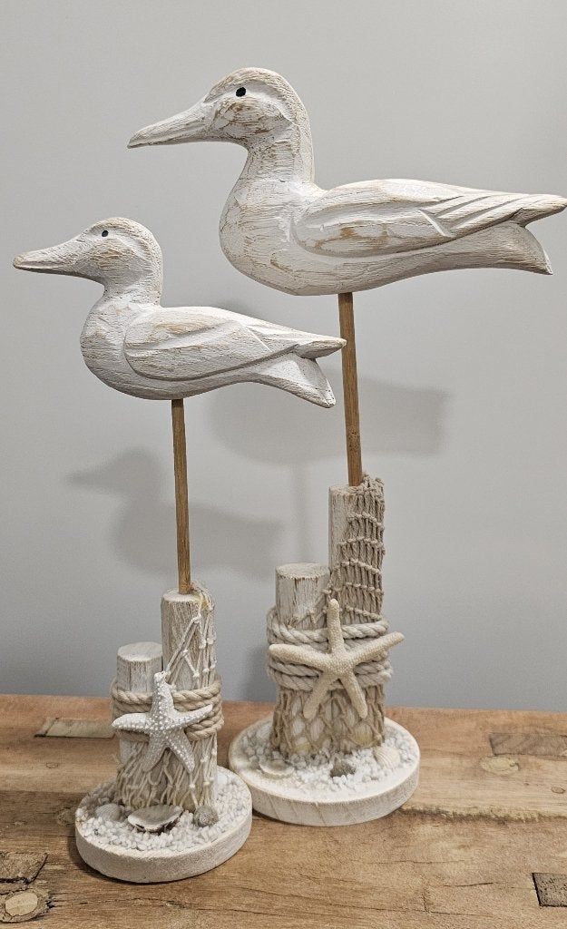 2 LEUKE BROCANTE HOUTEN VOGELS, Antiek en Kunst, Houtsnijwerk, Ophalen of Verzenden, 20 - 50 cm, Wit