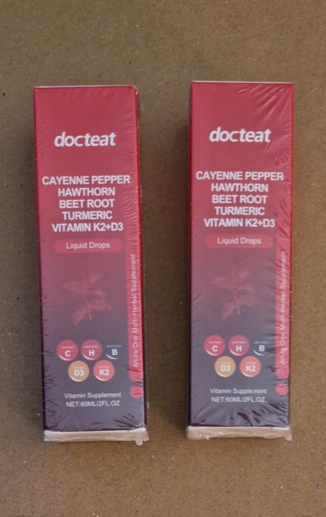 2 stuks Docteate Vloeibare Druppels - Cayenne Peper, Kurkuma, Verzenden