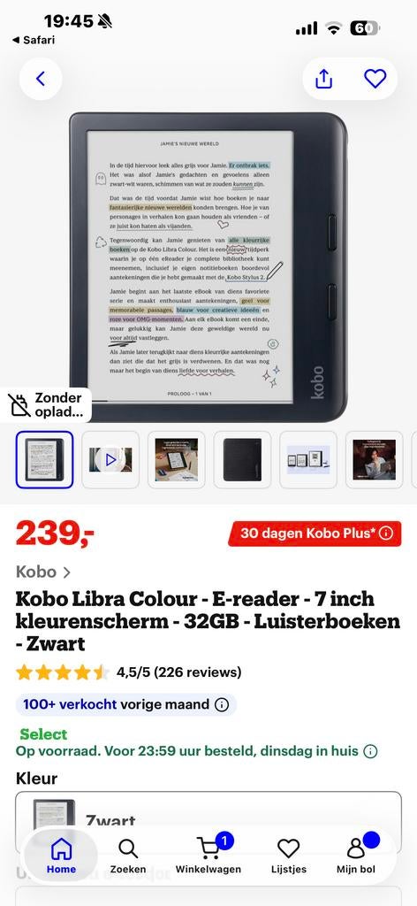 Kobo Libra Colour E-reader - 7 inch kleurenscherm - 32GB, Touchscreen, Nieuw, Ophalen of Verzenden, 7 inch